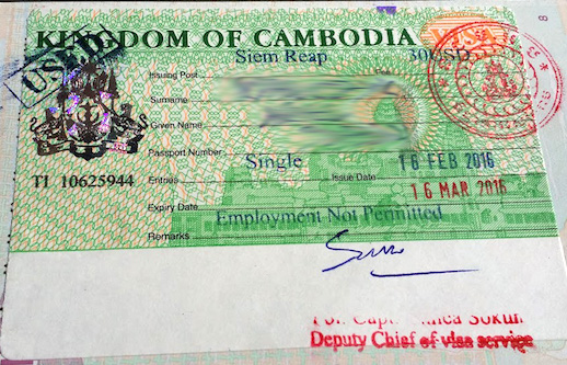 Wiza wjazdowa do Królestwa Kambodży na granicy tajsko-kambodżańskiej
